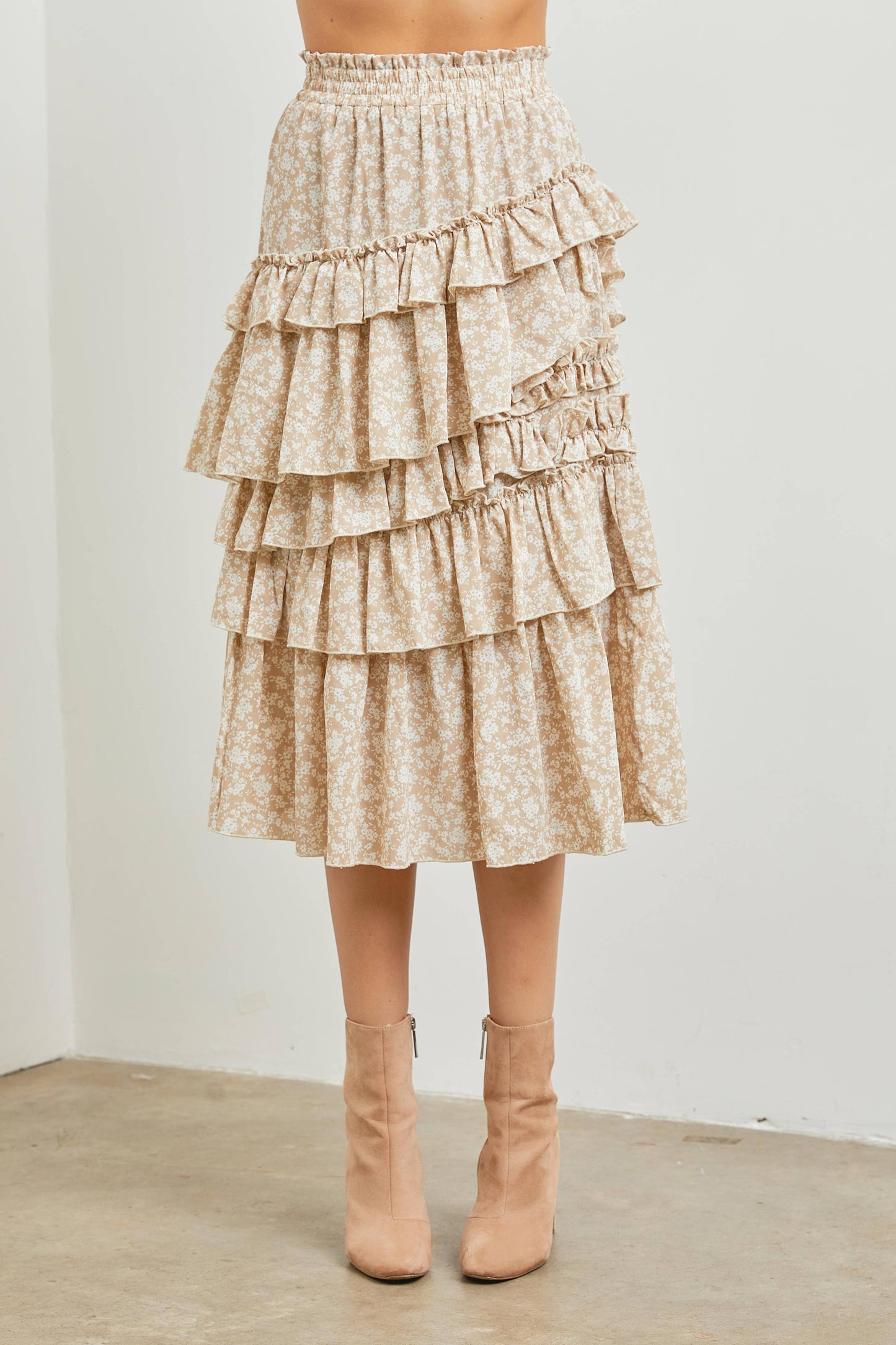 The Floral Tiered Midi Skirt