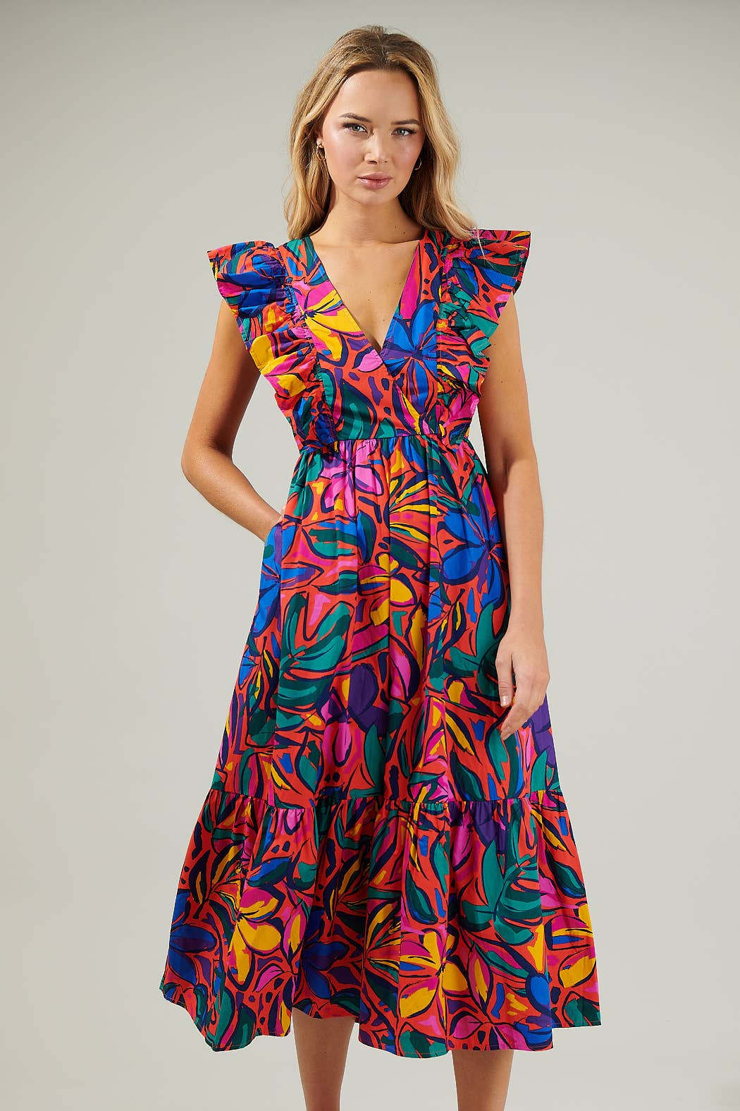 Rainbow Tropics  Midi Dress