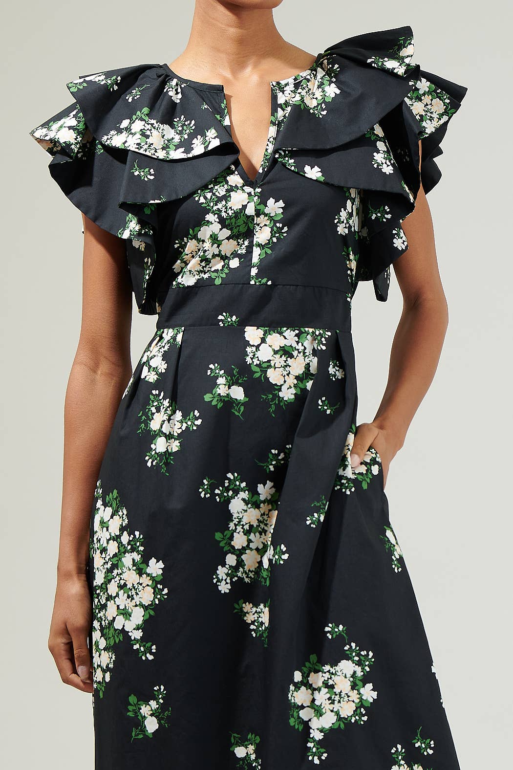 Emerson Floral Tie Back Midi Dress