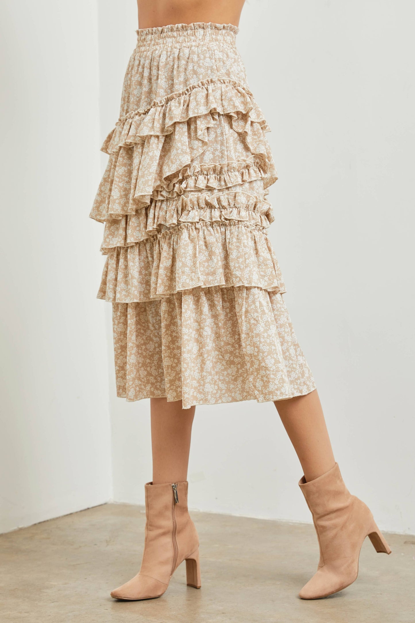 The Floral Tiered Midi Skirt
