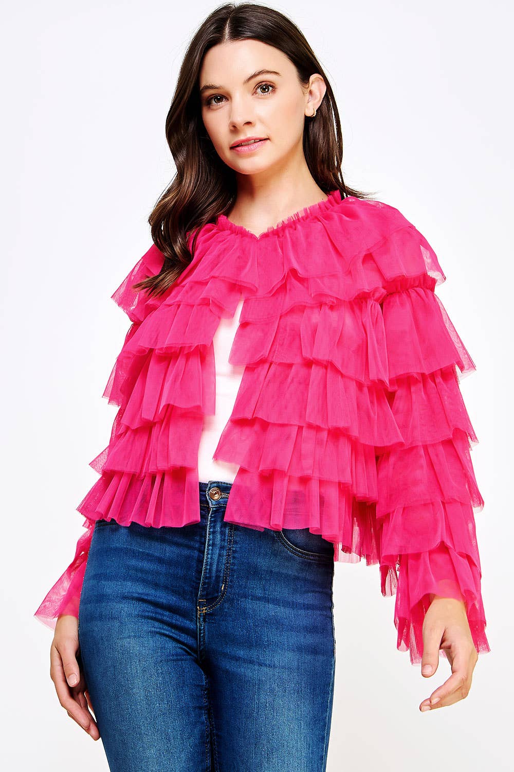 The Marla Ruffle Tulle Cardigan Jacket