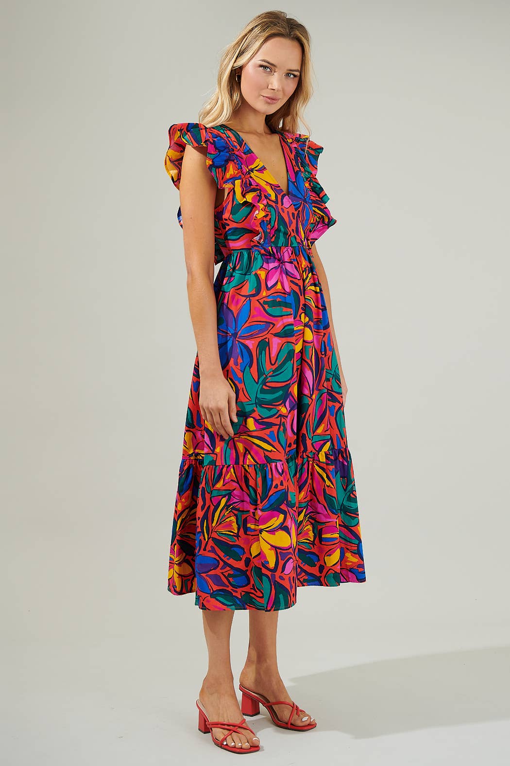 Rainbow Tropics  Midi Dress
