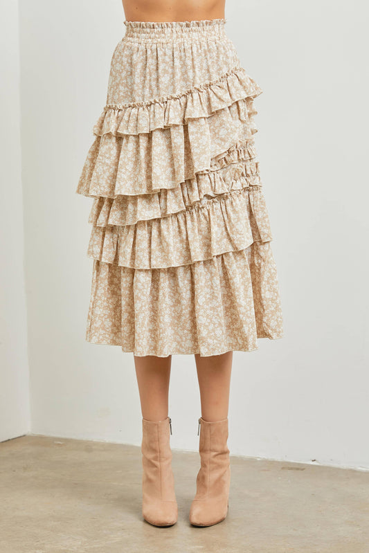 The Floral Tiered Midi Skirt